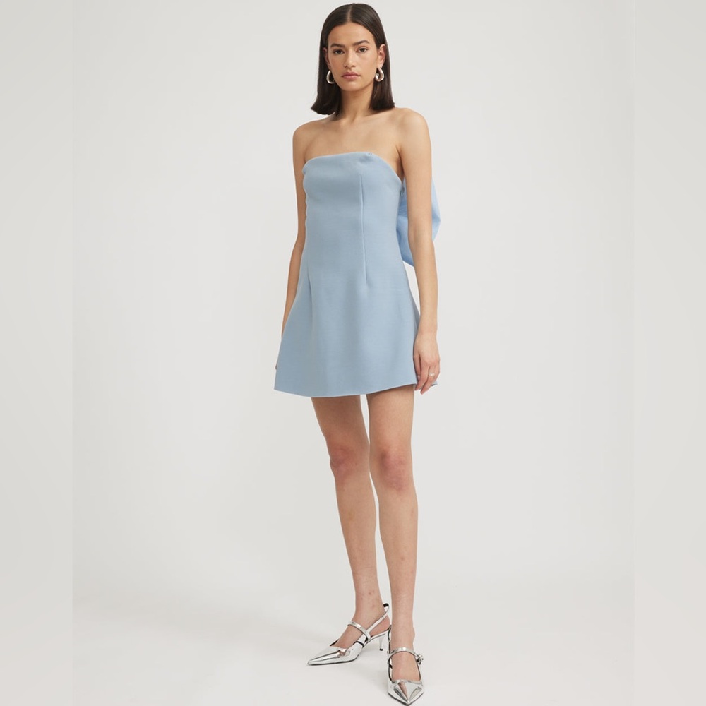 Tojha bow back Blue Strapless Dress nwt - Picture 2 of 9